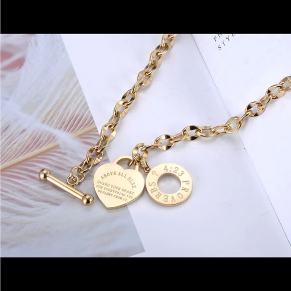 2 Piece Set! Choker & Bracelet Proverbs 4:23 Heart - Picture 3 of 13